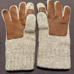 COACH MENS 100% WOOL & DEERSKIN LEATHER SMART TOUCH GLOVES